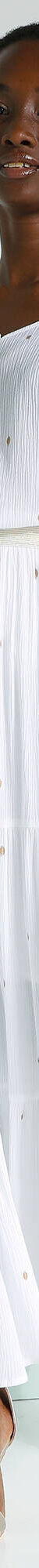Jupe longue volantée imprimé doré, crépon (blanc / doré) Jupe longue volantée imprimé doré, crépon (blanc / doré)